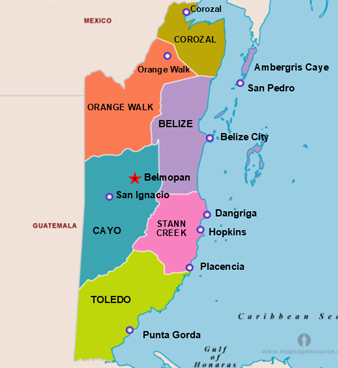 belize map welcome countries